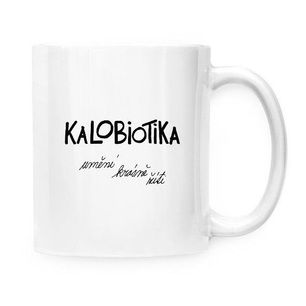 Hrnek malý bílý s potiskem Kalobiotika
