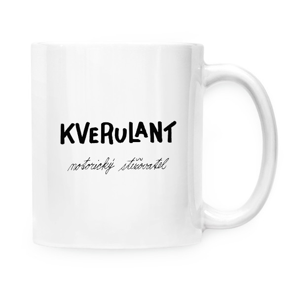 Hrnek malý bílý s potiskem KVERULANT